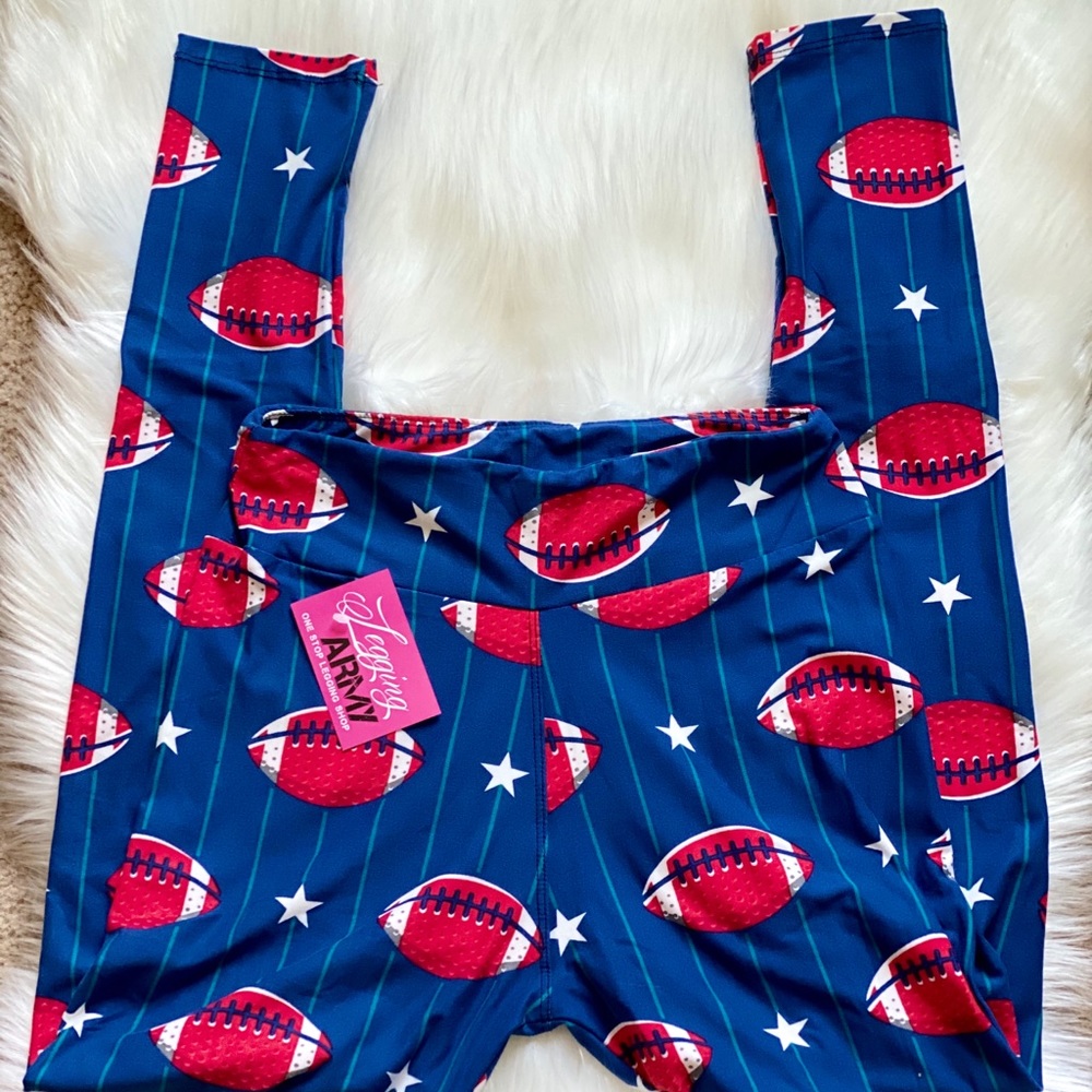 FOOTBALL PRINT MID RISE LEGGINGS - Picture 5 of 8